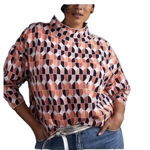 Anthropologie Geometric Cowl Neck Sweater in Pink and Blue